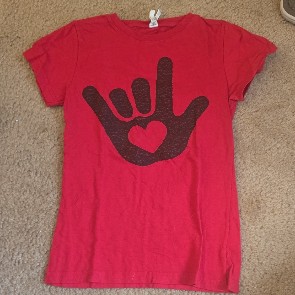 Red Kids Shirt with Heart Design